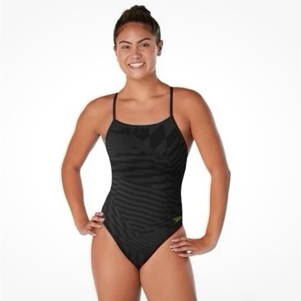 Speedo Women’s Deep Storm Anthracite Double X- Back Swimsuit - Sz 30